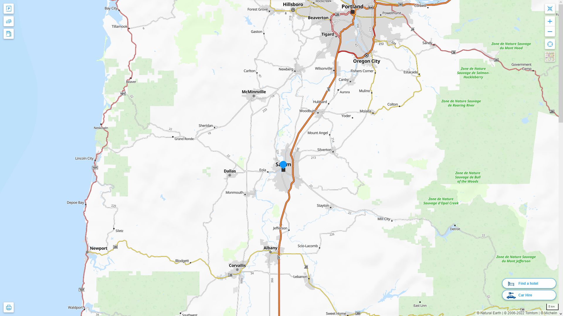 Salem Oregon Highway and Road Map